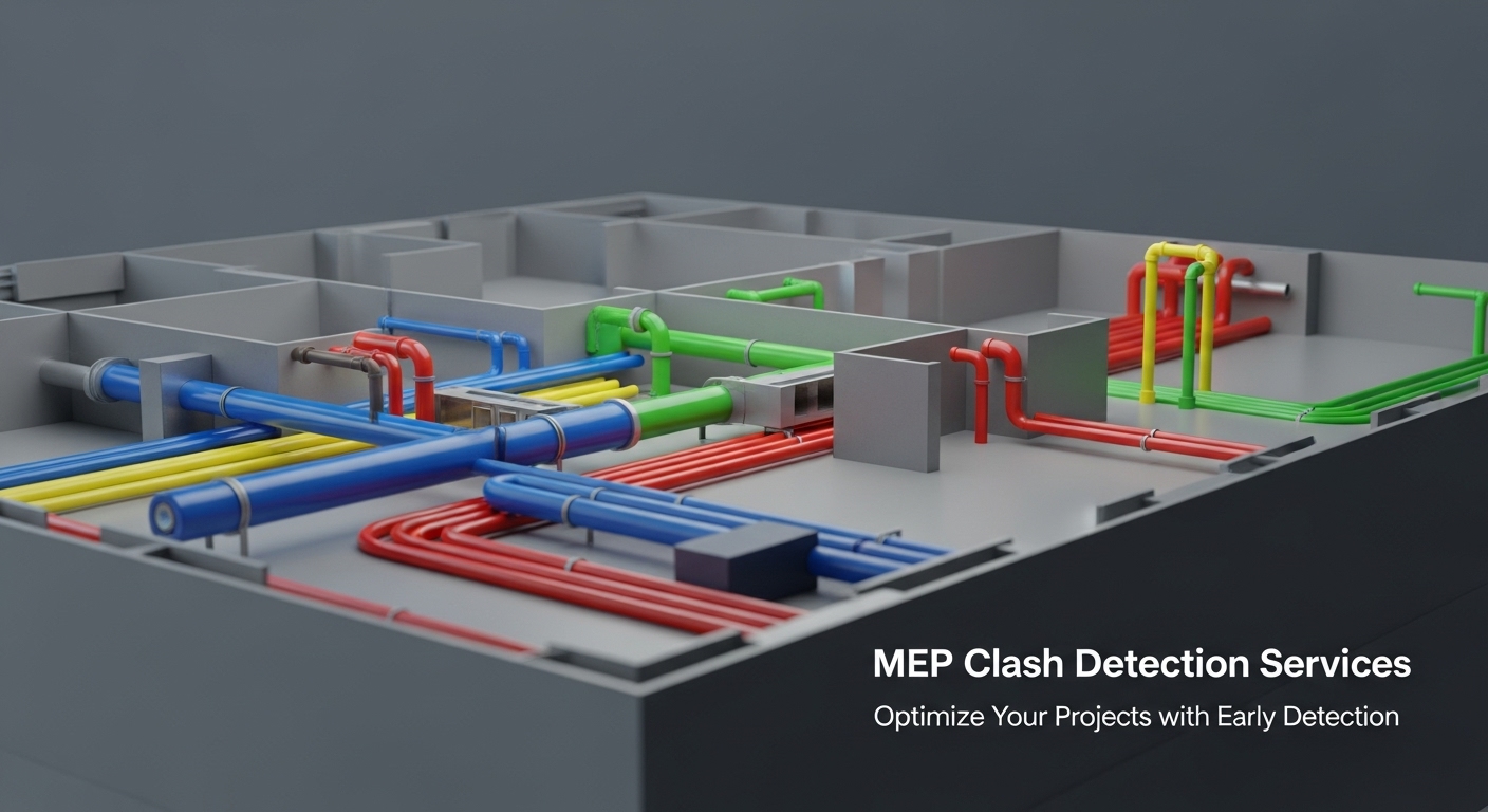 MEP clash detection services using BIM coordination to identify and resolve conflicts between HVAC, electrical, plumbing, and structural systems