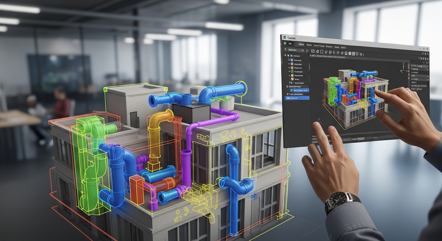 Custom MEP Revit family creation showing parametric HVAC, electrical, and plumbing components built for accurate BIM modeling and coordination